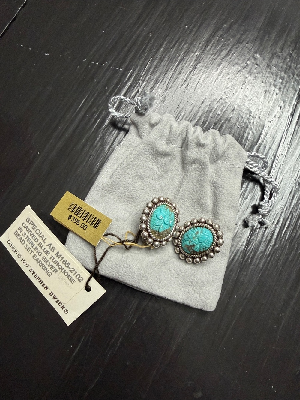 Stephen Dweck Silver Filigree Earrings with Turquoise Accents